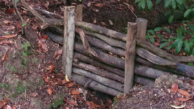 A natural flood barrier in a dip in the ground.