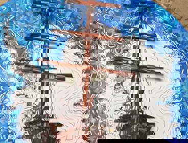 Endurance has been made using a paper plate and pained so that the boat is in the center surrounded by white a blue to signify Antarctica and ocean