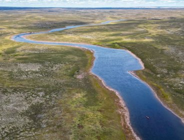 Aerial view of river in Canada.