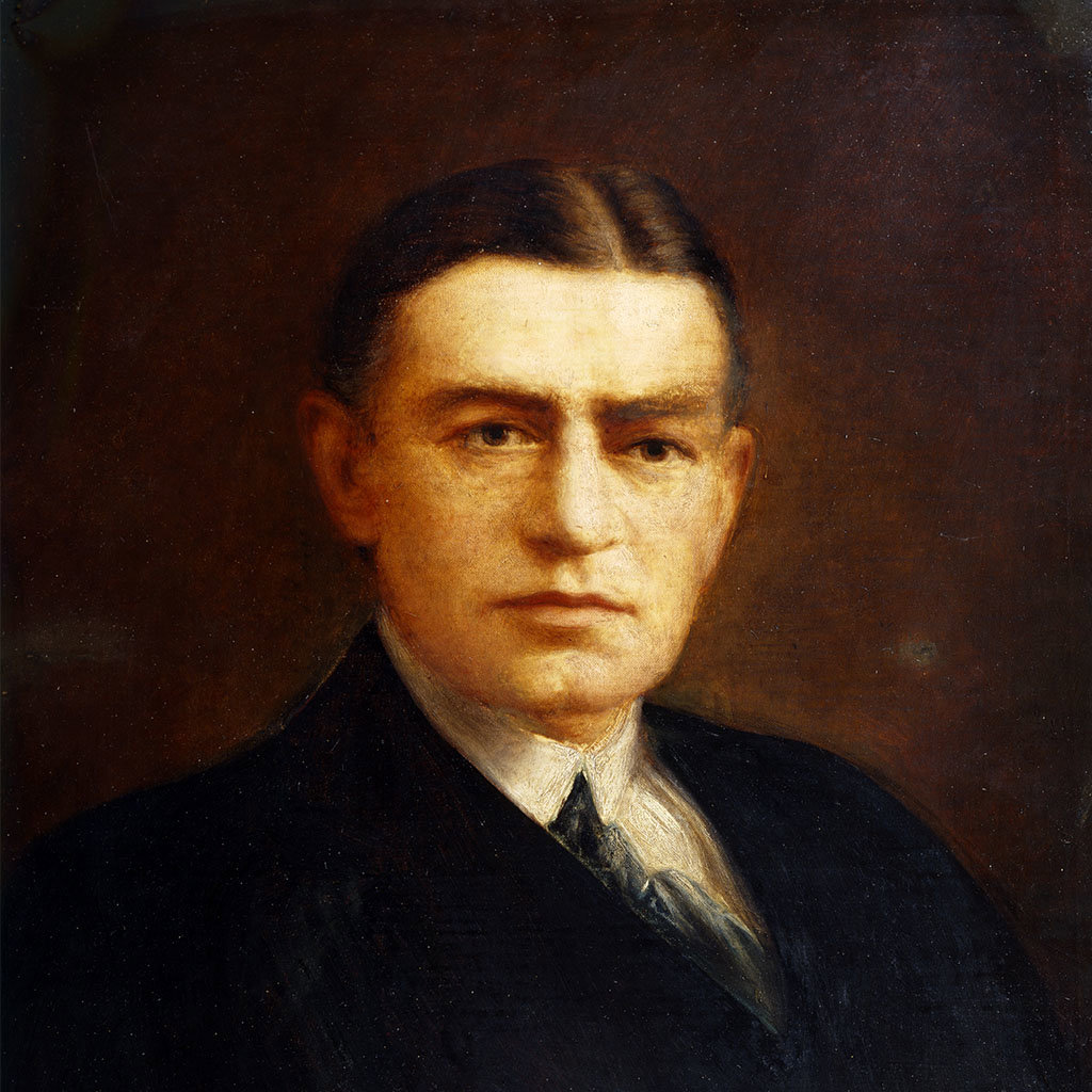 Oil on canvas portrait of Ernest Shackleton.