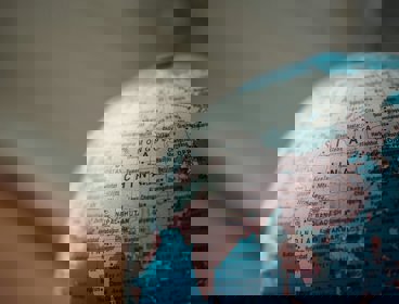 Close up of China on a globe