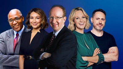 Hugo Rifkind, Danny Finkelstein, Trevor Philips, Kate McCann and Ayesha Hazarika all standing shoulder to shoulder.