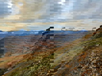 A valley with mountains