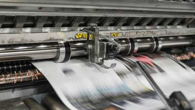 Newspaper printing press.