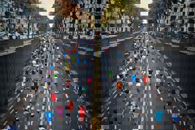 People running on road