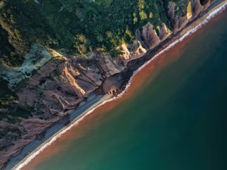 Aerial view of cliff collapse