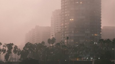 City with hazy smog.