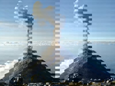 A smoking volcano