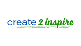 Blue and green 'create 2 inspire' logo.
