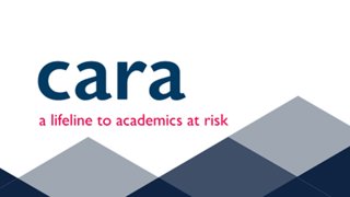 Cara logo with tagline 'a lifeline to academics at risk' in blue and red text on a white background.