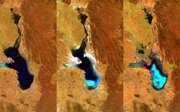 PROBA-V recorded images of a lake in Bolivia showing evaporation levels of a lake.