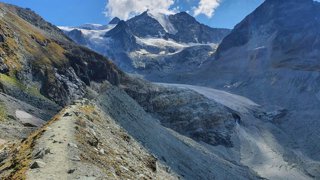 A glaciated valley showing rock and debris.