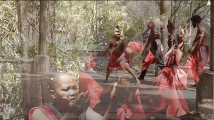 Two shots of people dancing, overlaid on top of one another.