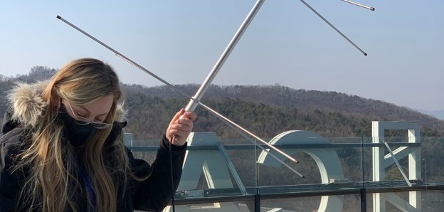 Researcher in the Korean DMZ.