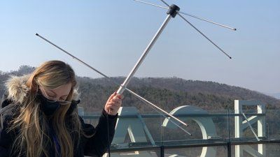 Researcher in the Korean DMZ.