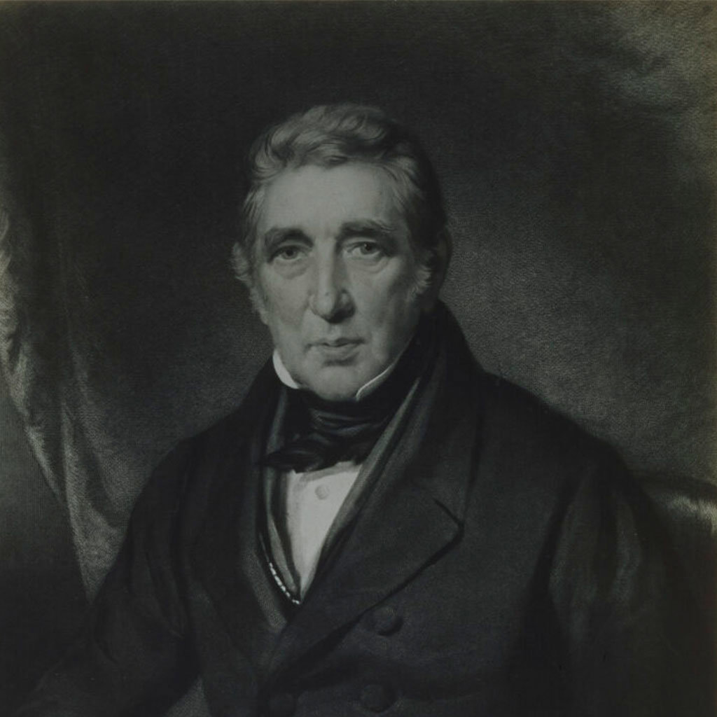 Oil on canvas portrait of John Barrow after a portrait by John Jackson in the John Murray Collection.