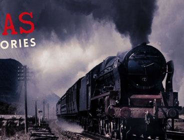 A steam locomotive on a train track, and text in the top left that says 'SAS stories'.