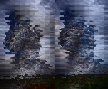 A volcano erupting