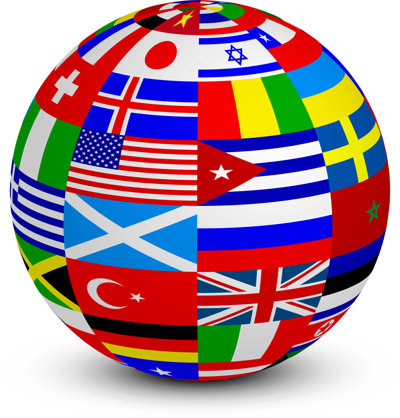 Global image showing multiple flags