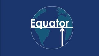 A stylised arrow points to the word 'Equator', which are laid over a stylised globe.