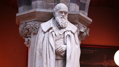 Charles Darwin statue in the Museum of Natural History, Parks Road, Oxford.