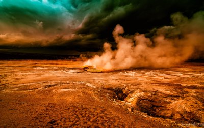 Hot desert with dust