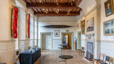 Wide angle shot of Main Hall at the Society