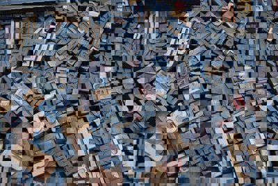 Letters shown on printing blocks