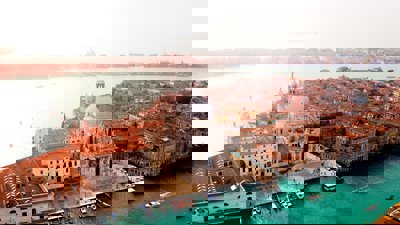 An aerial view of Venice