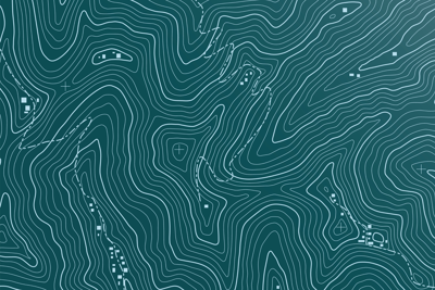 Topographical map lines on teal background